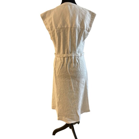 Tahari Woman’s‎ Ivory Linen Blend Dress Size 4 MIDI Sleeveless - Picture 4 of 12